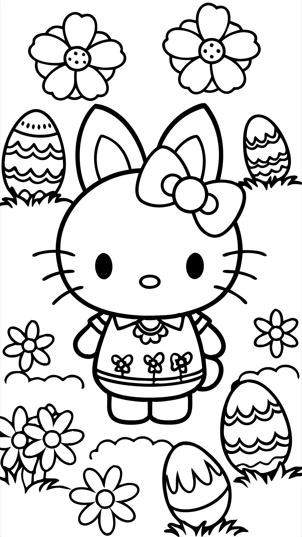 Hello Kitty para colorear de Pascua